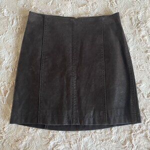 Free People Womens 0 Dark Brown Faux Leather Mini Skirt